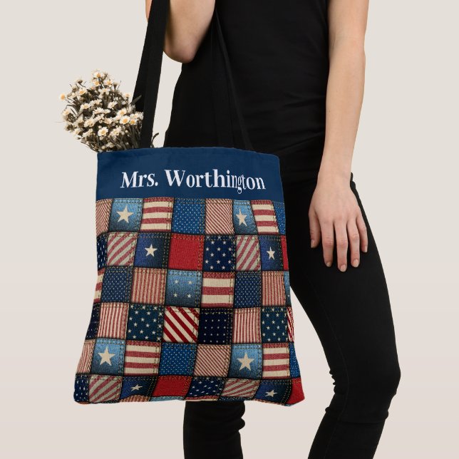 Americana All over Print Tote Version 2 Tygkasse (Närbild)
