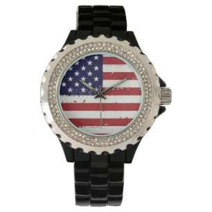 Americana amerikanska flagganklocka armbandsur