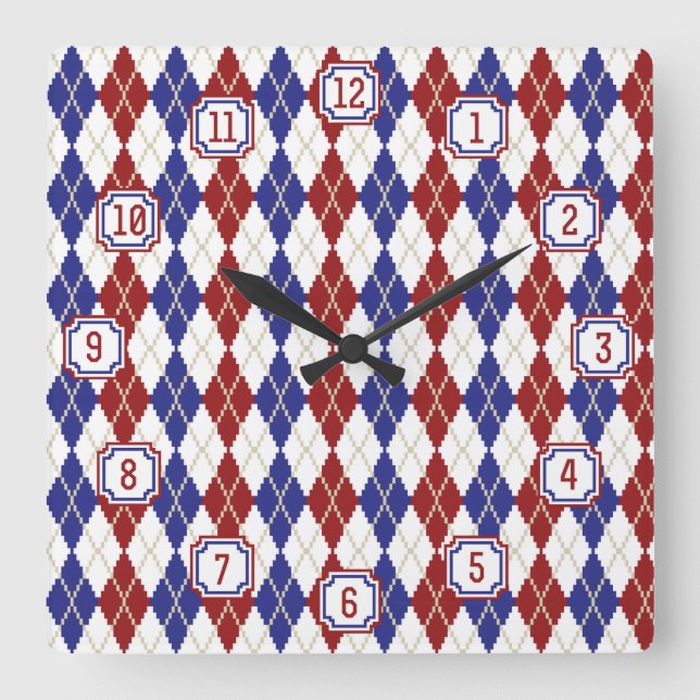 Americana Argyle Clock Fyrkantig Klocka (Framsida)