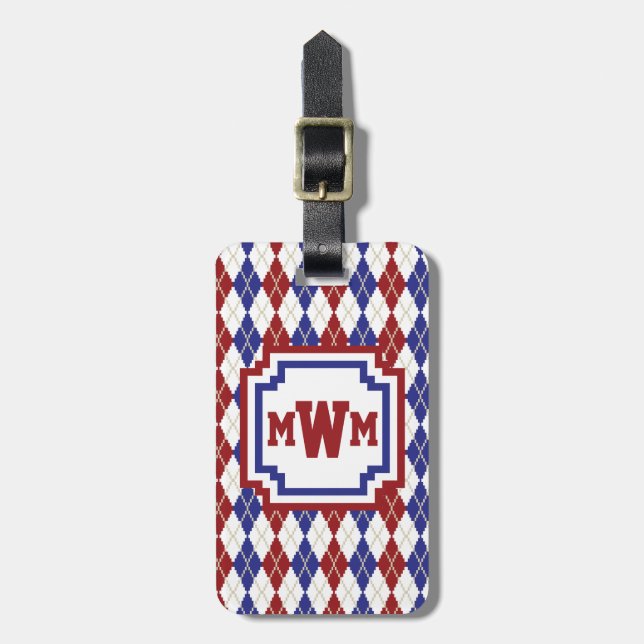 Americana Argyle Luggage Tag Bagagebricka (Vertikal Framsida)