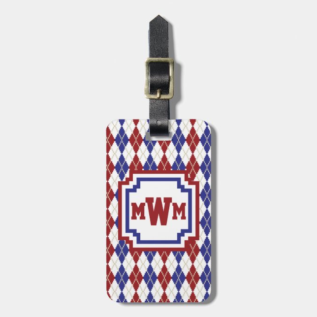 Americana Argyle Luggage Tag Bagagebricka (Vertikal Framsida)