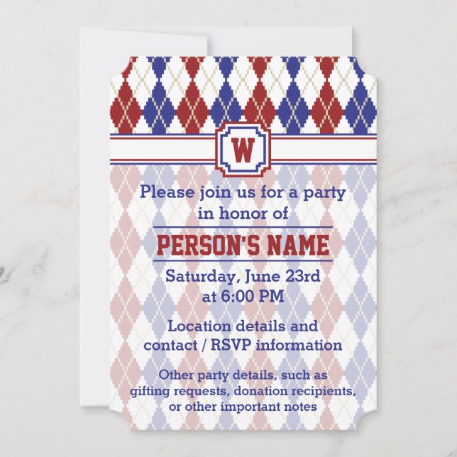 Americana Argyle Party-inbjudan Inbjudningar (Framsida)