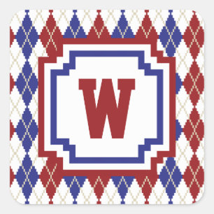 Americana Argyle Sticker Fyrkantigt Klistermärke