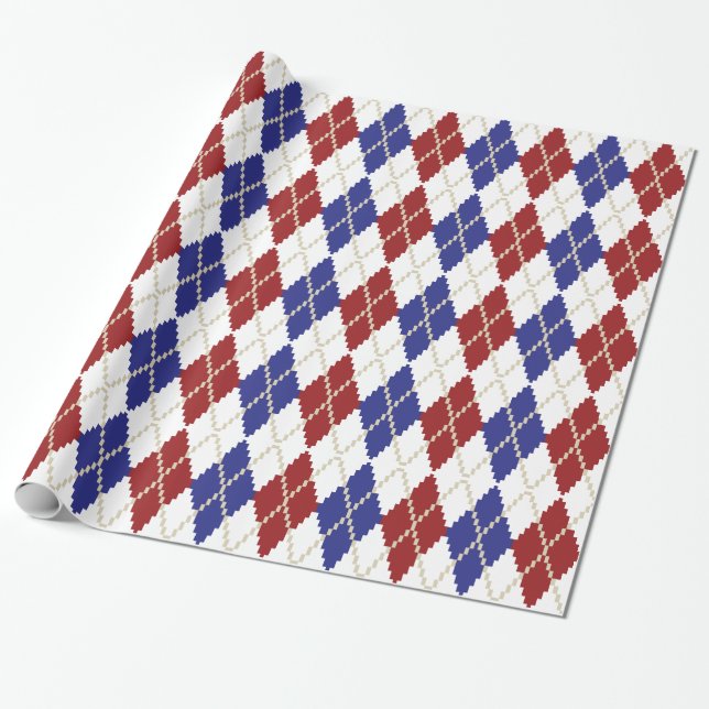 Americana Argyle Wrapping Papper Presentpapper (Utrullad)