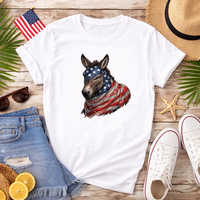 Americana Åsna Flagga Illustration T Shirt (Skapare uppladdad)