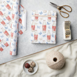 Americana Blå Fjärilar Läsk Femtital Birthdaysfira Presentpapper