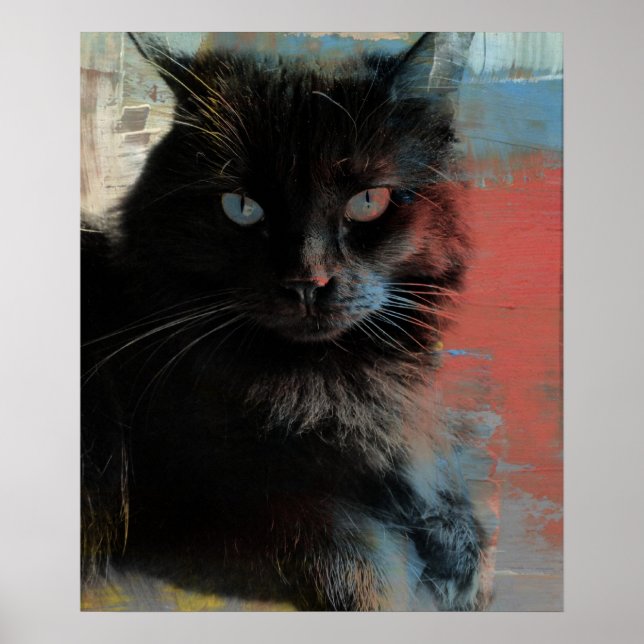 Americana Black Cat, Folk Art Poster (Framsidan)