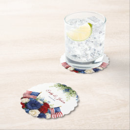 Americana blommor och flaggbröllop underlägg papper