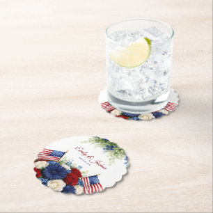 Americana blommor och flaggbröllop underlägg papper