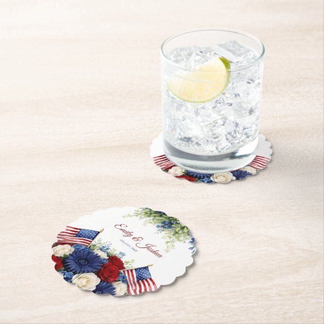 Americana blommor och flaggbröllop underlägg papper (Insitu)