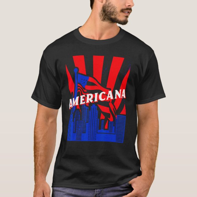 Americana, City, Flag, BJJ, Jiu-Jitsu, MMA, Fighti T Shirt (Framsida)