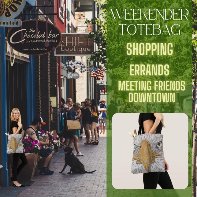 Americana Eagle Ansikte Tote Bag Tygkasse (Skapare uppladdad)