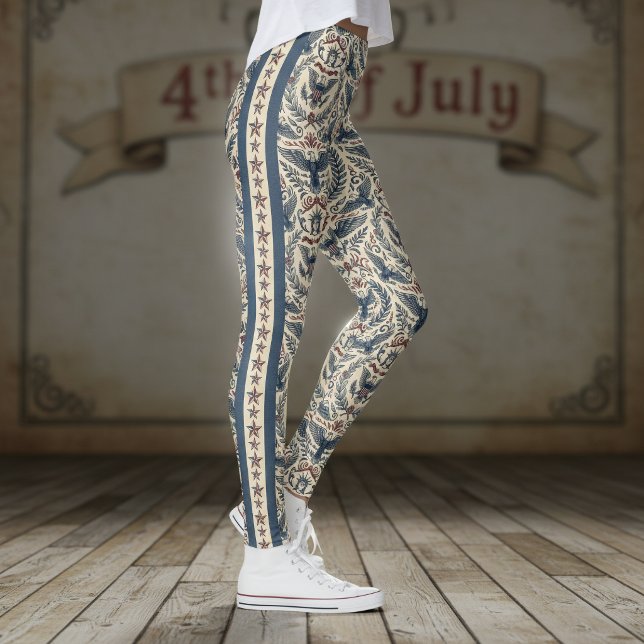 Americana Eagles Blommiga stjärnor och ränder ID12 Leggings (Skapare uppladdad)