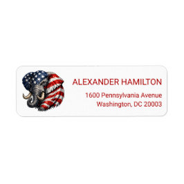 Americana Elefant Flagga Returadress Etikett