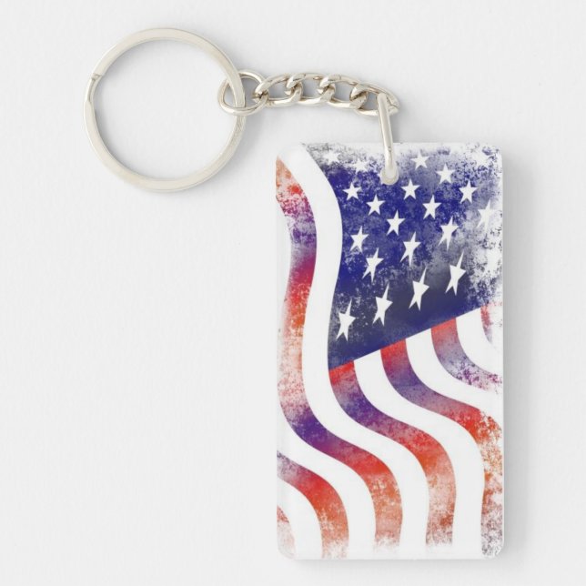 Americana Flagga 2-Sidig Nyckelring (Framsidan)