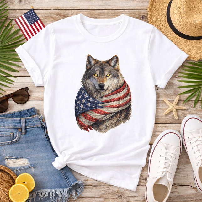 Americana Flagga Varg T Shirt (Skapare uppladdad)