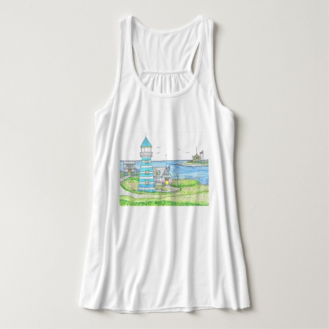 Americana Flowy Tanktop Linne Med Racerback (Design framsida)