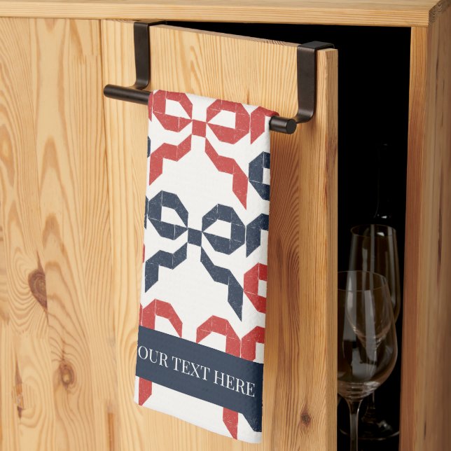 Americana Folk Art Bow Quilt Pattern Kökshandduk (Thirds Fold)