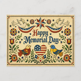 Americana Folk Art Memorial Day  Helg Vykort