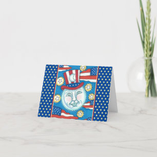 AMERICANA FOLK ART PATRIOTIC MAN I MÅNE HELGKORT