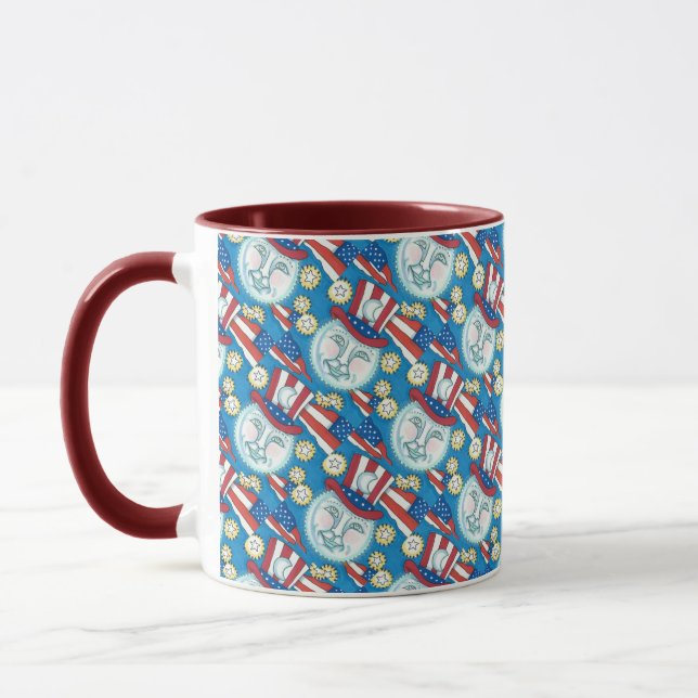 AMERICANA FOLK ART PATRIOTIC MAN I MÅNE MUGG (Vänster)