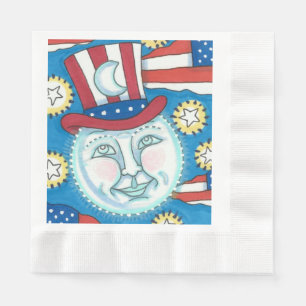 AMERICANA FOLK ART PATRIOTIC MAN I MÅNE PAPPERSSERVETT