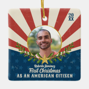 Americana Första jul USA Medborgarskapsgåva Julgransprydnad Keramik