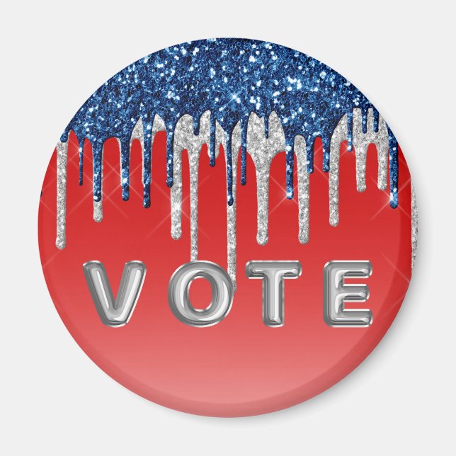 Americana Glitter Drip Vote Magnet (Framsidan)