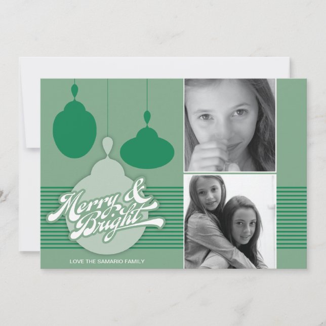 Americana Grönt Ornament Helgdag Photo Card Julkort (Framsida)