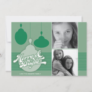 Americana Grönt Ornament Helgdag Photo Card Julkort