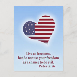 Americana Heart med Bible Verse Vykort