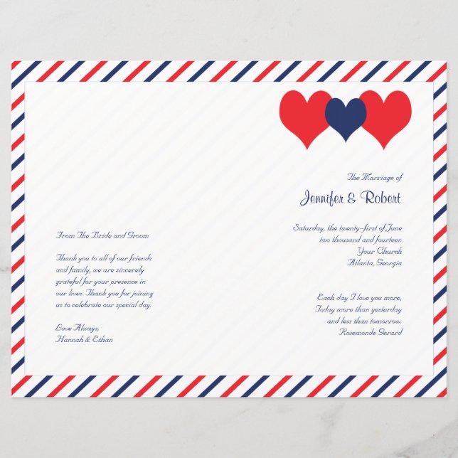Americana Hearts Bröllopsprogram (Framsida)