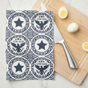 Americana Heritage Eagle Medaljong (Navy Cream) Kökshandduk