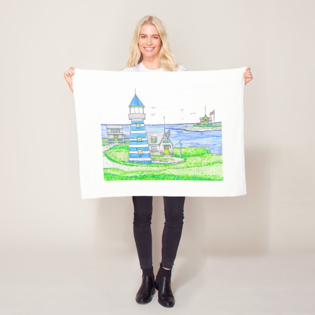 Americana Lighthouse Baby Fleece Blanket (På plats)