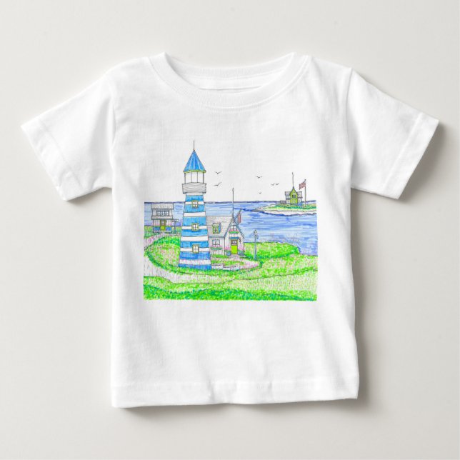 Americana Lighthouse Baby Tshirt T Shirt (Framsida)
