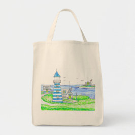 Americana Lighthouse Medium Tote Bag Tygkasse