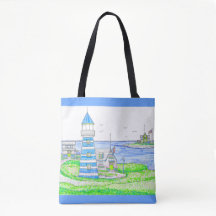 Americana Lighthouse Tote Bag