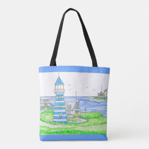 Americana Lighthouse Tote Bag Tygkasse