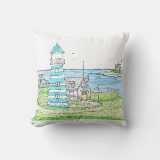 Americana Lighthouse Utomhusfyllning Kudde (Framsida)