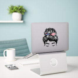 Americana Messy Bun Girl [ Klistermärken