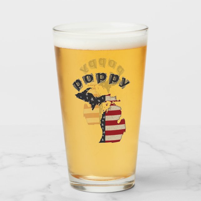 Americana Michigan Poppy Personalize Glaskopp (Framsida fylld)