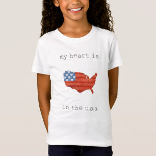 Americana   min hjärta är i USA kartan T-shirt
