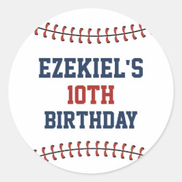 Americana Navy Blue & Red Baseball Birthday Runt Klistermärke