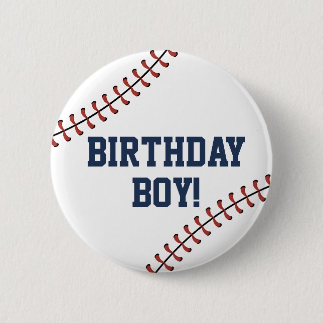 Americana Navy & Red Baseball Birthday Boy/Girl Knapp (Framsida)