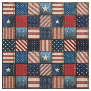 Americana Patchwork Image Fabric Tyg