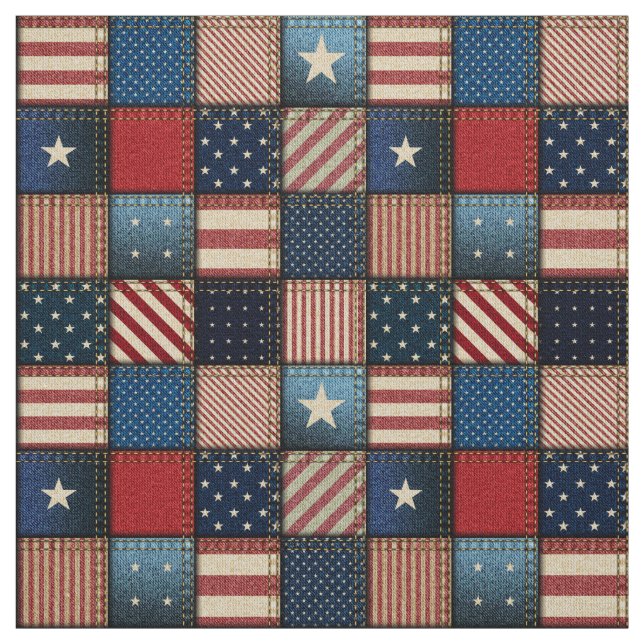 Americana Patchwork Image Fabric Tyg (Provkarta)