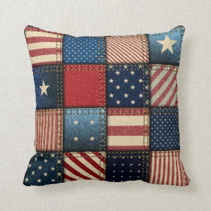 Americana Patchwork Image Kudde
