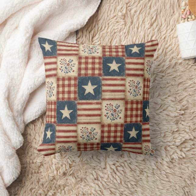 Americana Patriotisk Country Rustik Bondgård Stjär Kudde (Filt)