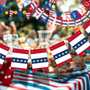 Americana Patriotiska Stjärnor & Ränder Firande Vimplar
