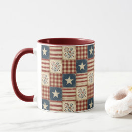Americana Patriotiskt Land Stil Gårdshus Stjärnor Mugg